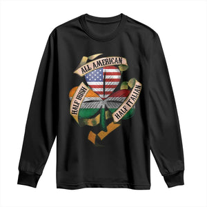 Half Irish Half Italian All American Long Sleeve Shirt Vintage Flag Shamrock Heritage TS11 Black Print Your Wear