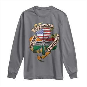 Half Irish Half Italian All American Long Sleeve Shirt Vintage Flag Shamrock Heritage TS11 Charcoal Print Your Wear