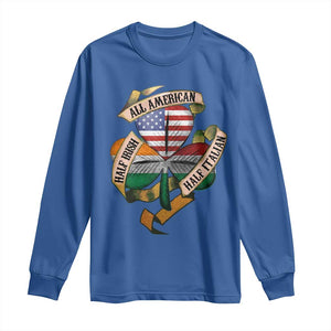 Half Irish Half Italian All American Long Sleeve Shirt Vintage Flag Shamrock Heritage TS11 Royal Blue Print Your Wear