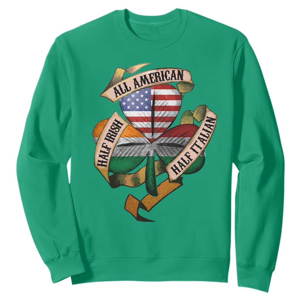 Half Irish Half Italian All American Sweatshirt Vintage Flag Shamrock Heritage TS11 Irish Green Print Your Wear