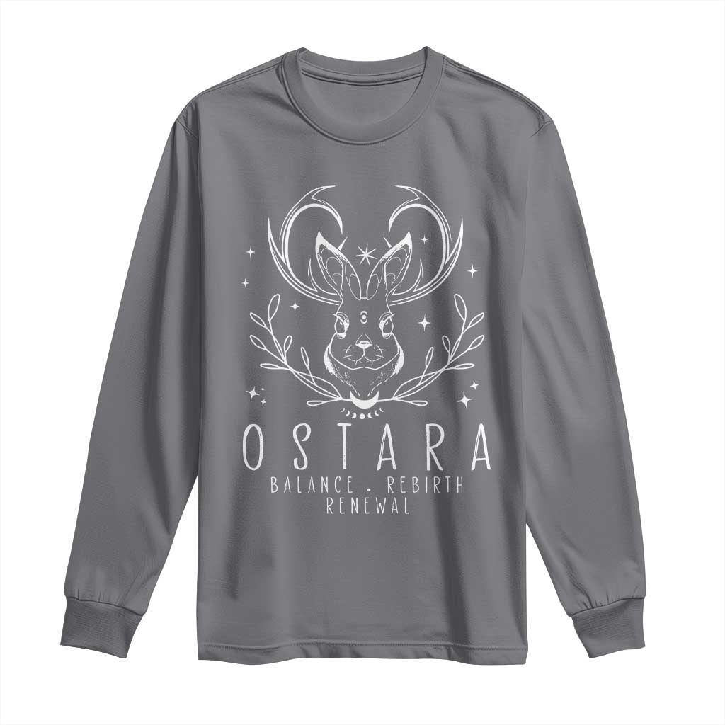 Ostara Pagan Eostre Easter Day Long Sleeve Shirt Balance Rebirth Renewal Bunny TS11 Charcoal Print Your Wear