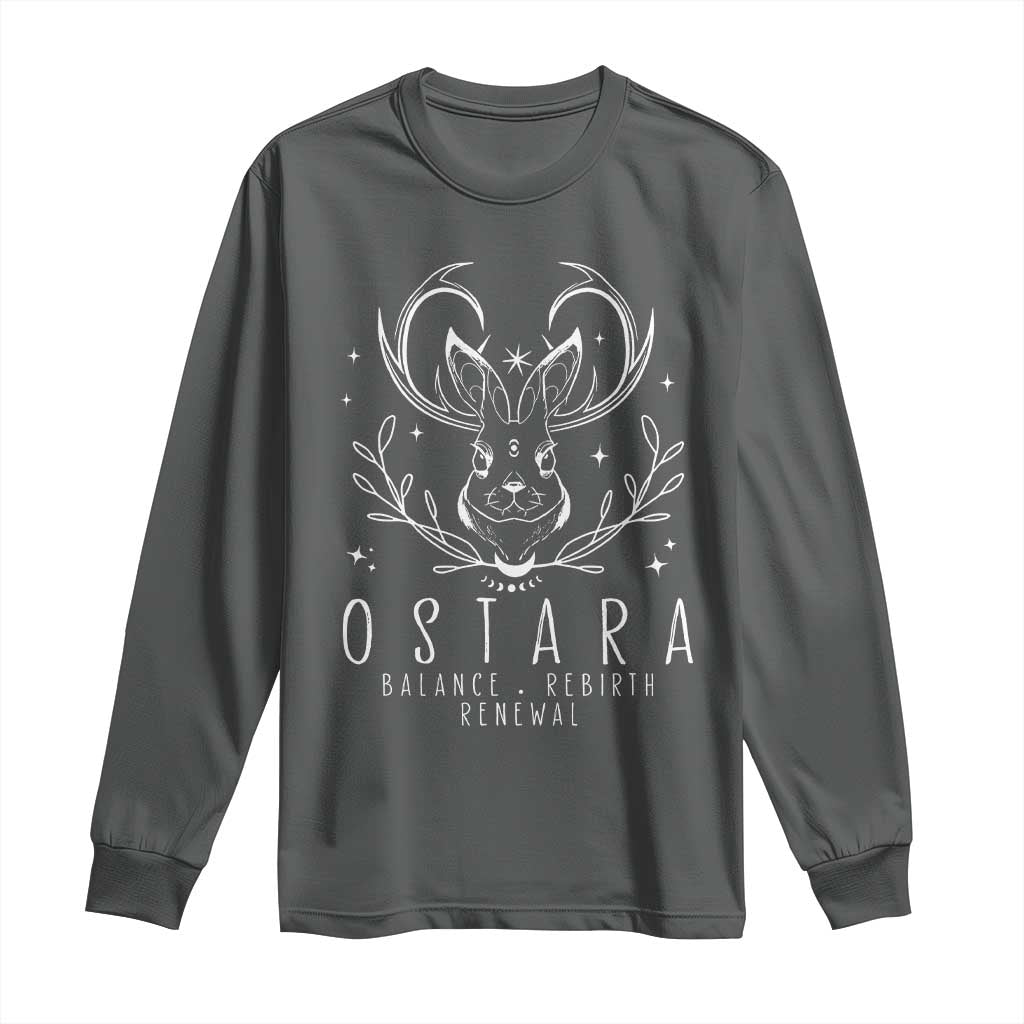 Ostara Pagan Eostre Easter Day Long Sleeve Shirt Balance Rebirth Renewal Bunny TS11 Dark Heather Print Your Wear