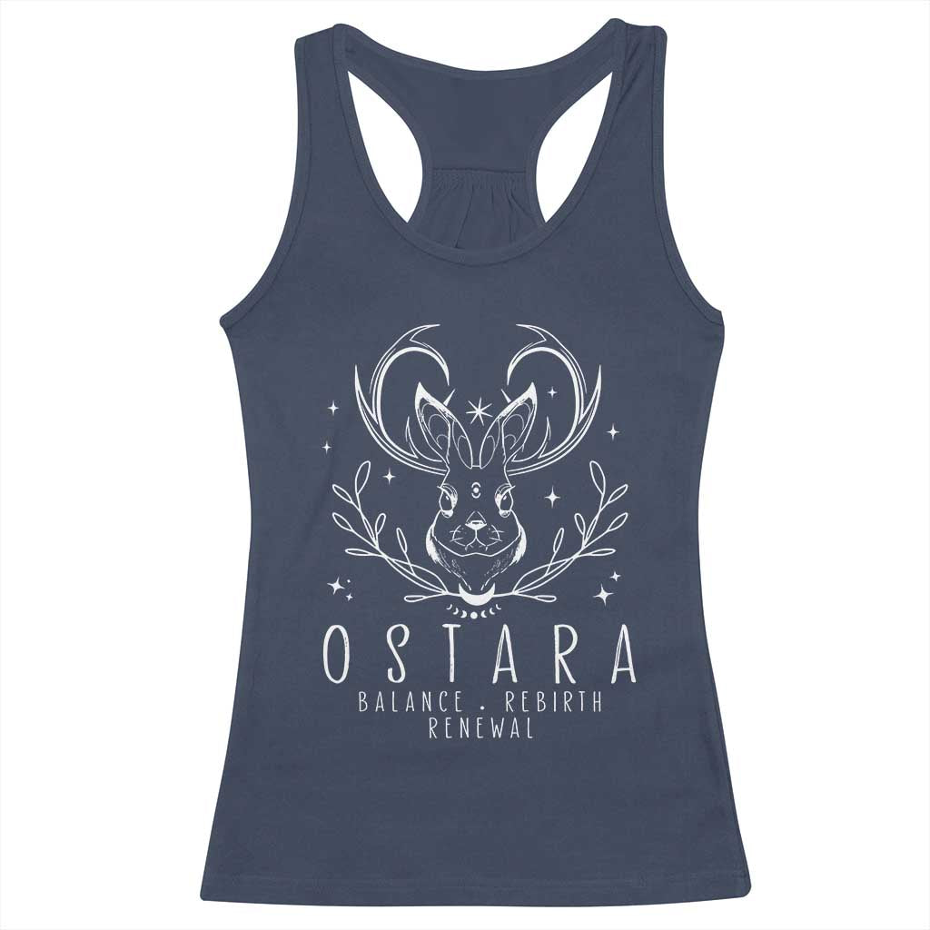 Ostara Pagan Eostre Easter Day Racerback Tank Top Balance Rebirth Renewal Bunny TS11 Navy Print Your Wear