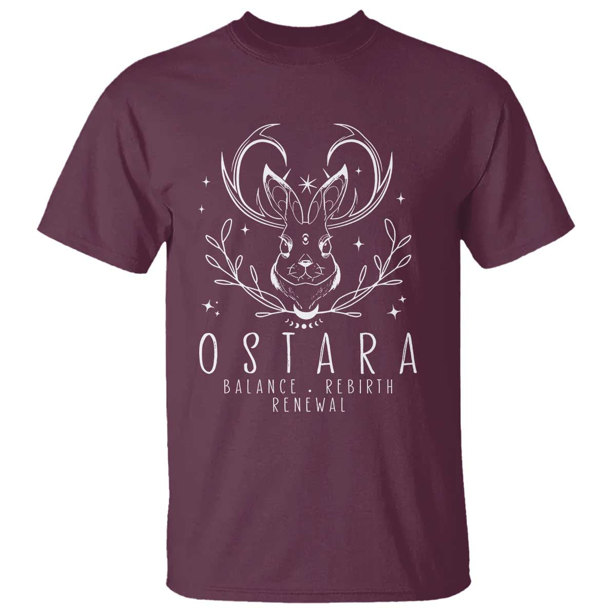 Ostara Pagan Eostre Easter Day T Shirt Balance Rebirth Renewal Bunny TS11 Maroon Print Your Wear