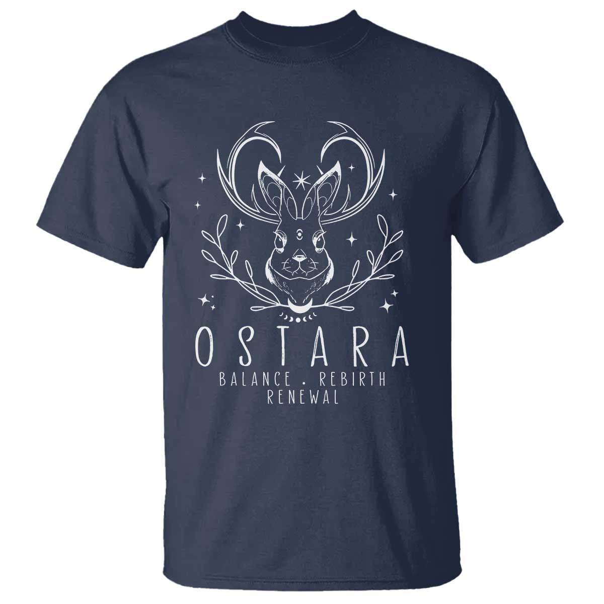 Ostara Pagan Eostre Easter Day T Shirt Balance Rebirth Renewal Bunny TS11 Navy Print Your Wear