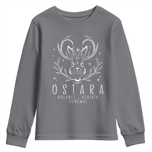 Ostara Pagan Eostre Easter Day Youth Sweatshirt Balance Rebirth Renewal Bunny TS11 Charcoal Print Your Wear