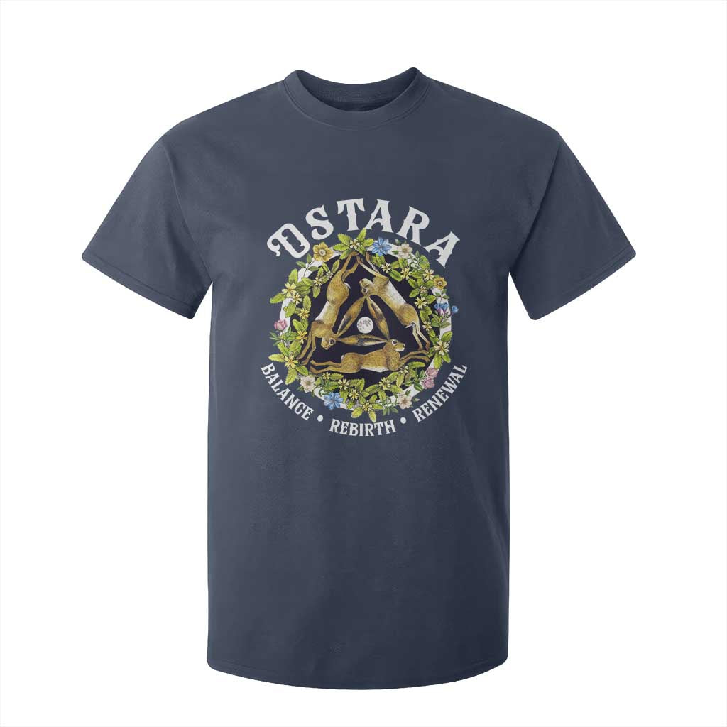 Ostara Balance Rebirth Renewal T Shirt For Kid Ostara Pagan Eostre Easter Day Three Hares TS11 Navy Print Your Wear