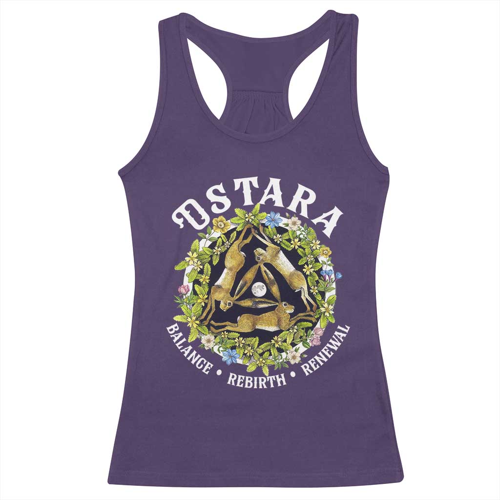 Ostara Balance Rebirth Renewal Racerback Tank Top Ostara Pagan Eostre Easter Day Three Hares TS11 Purple Print Your Wear