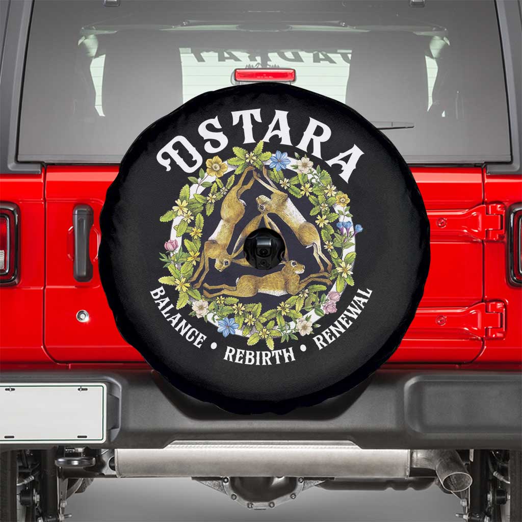 Ostara Balance Rebirth Renewal Spare Tire Cover Ostara Pagan Eostre Easter Day Three Hares TS11 Black Print Your Wear