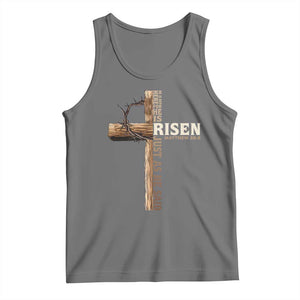 He Is Not Here For He Is Risen Just As He Said Tank Top Christian Easter Day Religious Bible Verse Cross TS11 Black Heather Print Your Wear