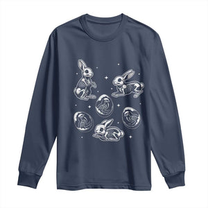 Funny Easter Day Spooky Bunny Chicks Skeleton Long Sleeve Shirt TS11 Navy Print Your Wear
