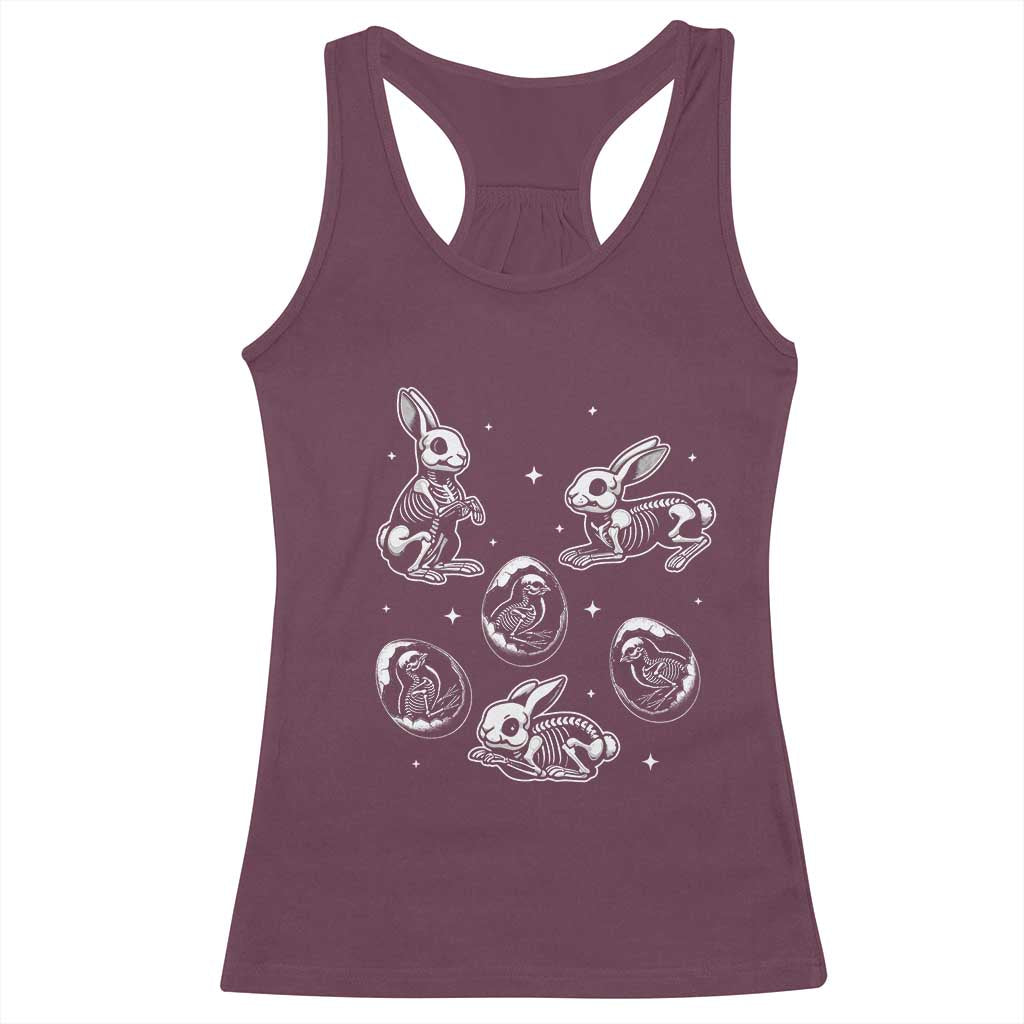 Funny Easter Day Spooky Bunny Chicks Skeleton Racerback Tank Top TS11 Maroon Print Your Wear