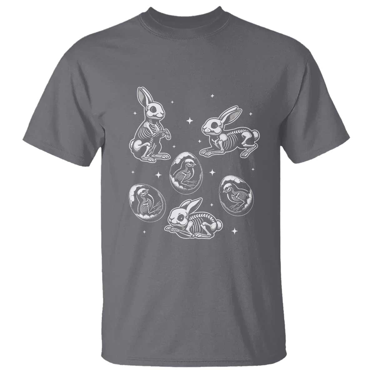 Funny Easter Day Spooky Bunny Chicks Skeleton T Shirt TS11 Charcoal Print Your Wear