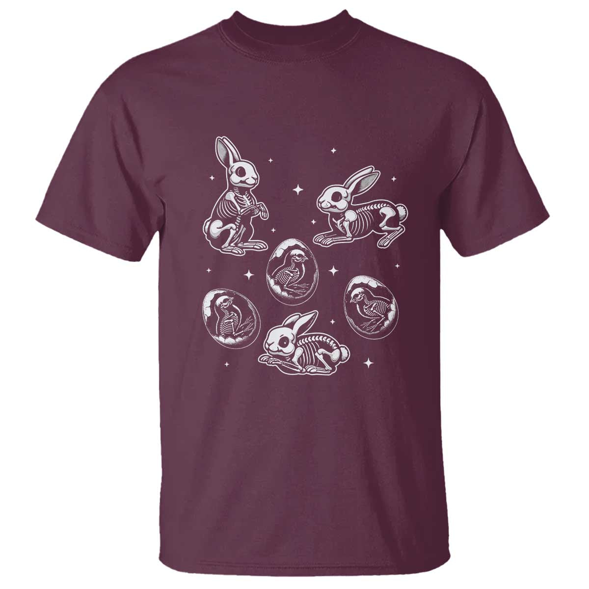 Funny Easter Day Spooky Bunny Chicks Skeleton T Shirt TS11 Maroon Print Your Wear