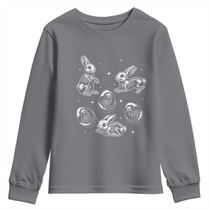 Funny Easter Day Spooky Bunny Chicks Skeleton Youth Sweatshirt TS11 Charcoal Print Your Wear
