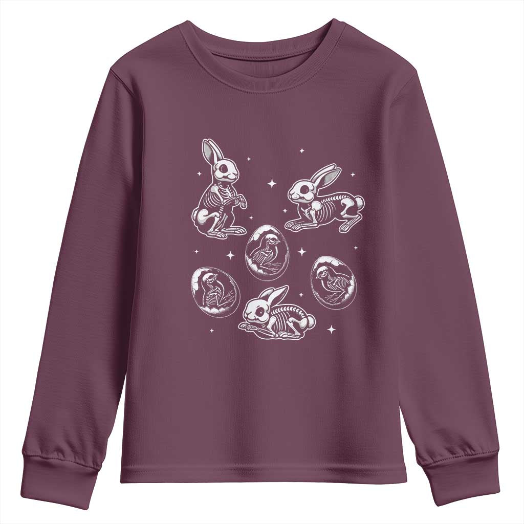 Funny Easter Day Spooky Bunny Chicks Skeleton Youth Sweatshirt TS11 Maroon Print Your Wear