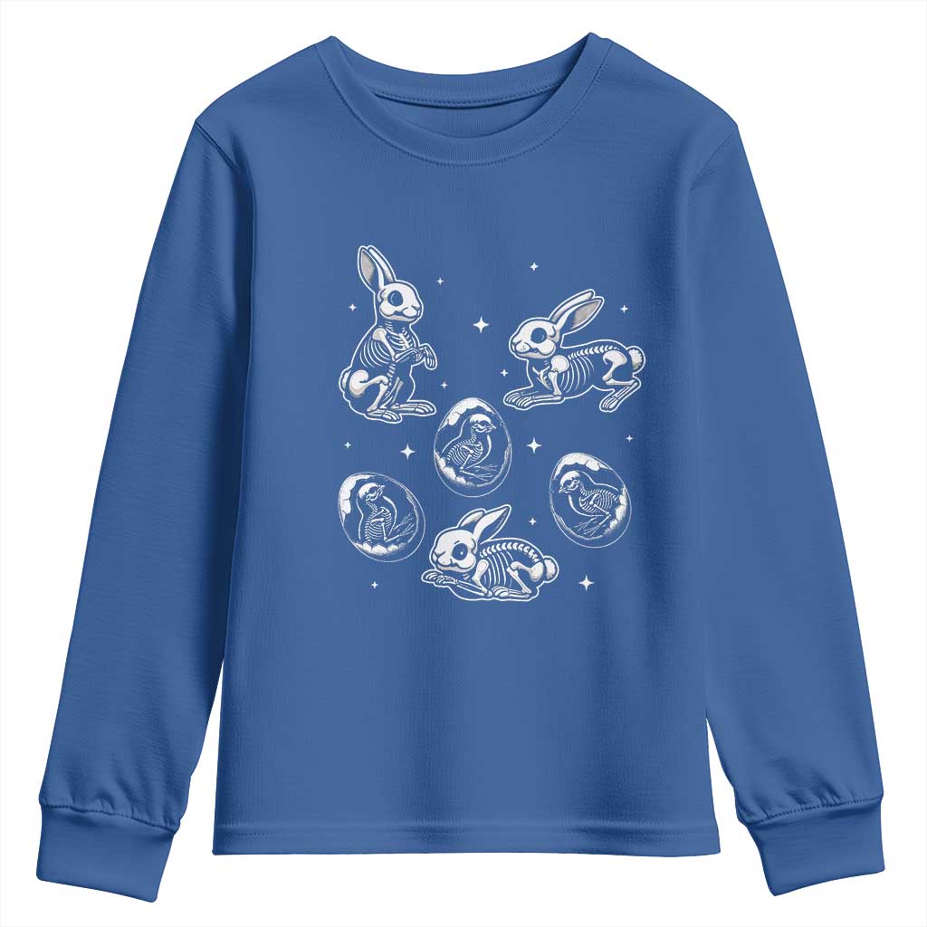 Funny Easter Day Spooky Bunny Chicks Skeleton Youth Sweatshirt TS11 Royal Blue Print Your Wear
