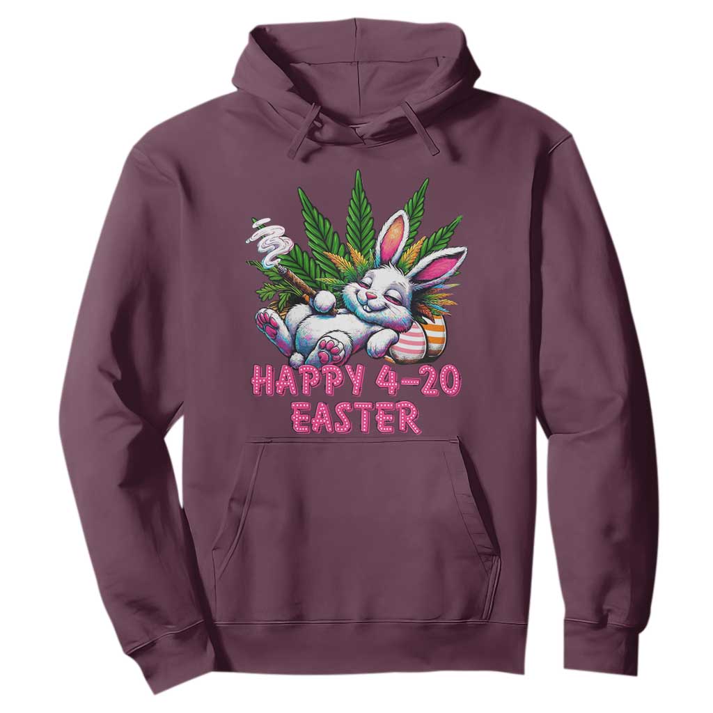 Funny Easter Day Cannabis Weed Hoodie Happy 420 Easter Bunny TS11 Maroon Print Your Wear