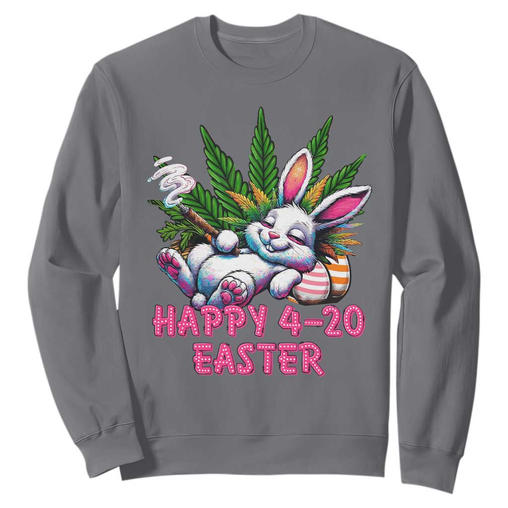 Funny Easter Day Cannabis Weed Sweatshirt Happy 420 Easter Bunny TS11 Charcoal Print Your Wear