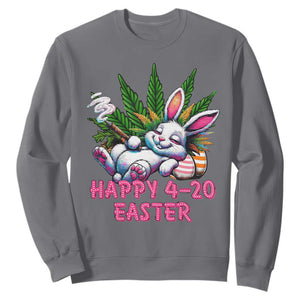Funny Easter Day Cannabis Weed Sweatshirt Happy 420 Easter Bunny TS11 Charcoal Print Your Wear