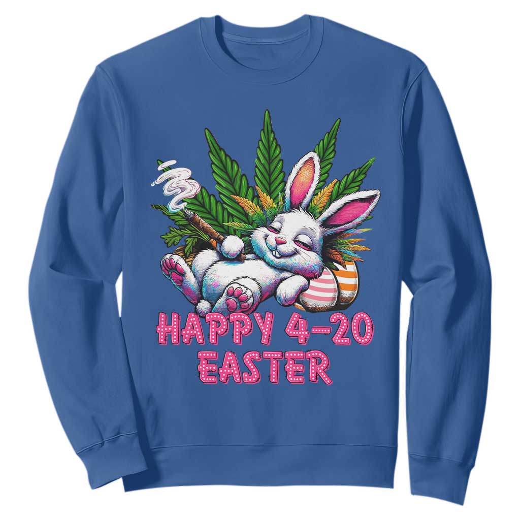 Funny Easter Day Cannabis Weed Sweatshirt Happy 420 Easter Bunny TS11 Royal Blue Print Your Wear