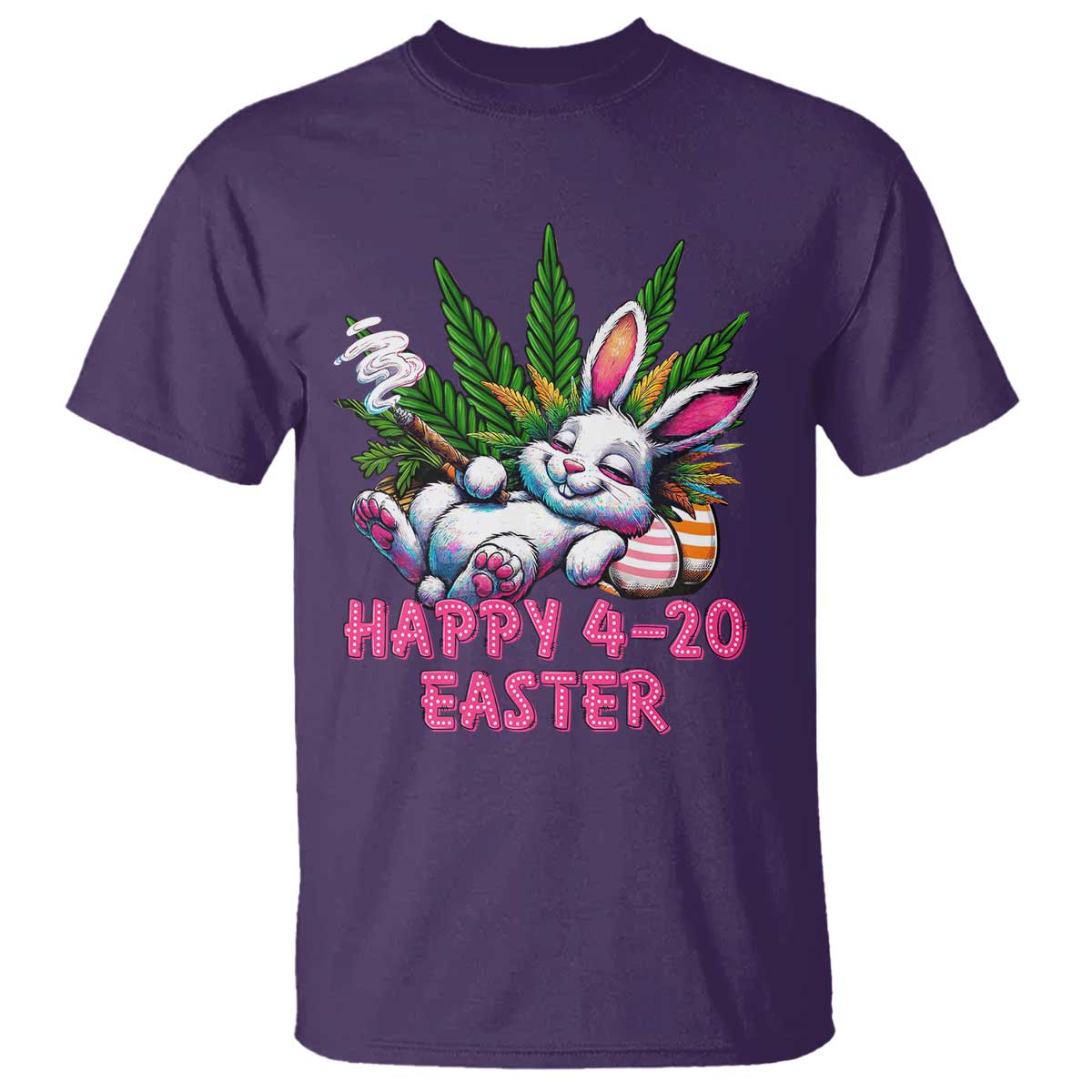 Funny Easter Day Cannabis Weed T Shirt Happy 420 Easter Bunny TS11 Purple Print Your Wear