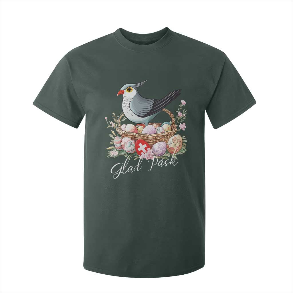 Funny Swedish Easter Day T Shirt For Kid Glad Pask Easter Eggs Cuckoo Bird TS11 Dark Forest Green Print Your Wear