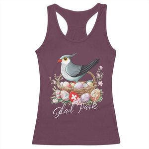 Funny Swedish Easter Day Racerback Tank Top Glad Pask Easter Eggs Cuckoo Bird TS11 Maroon Print Your Wear