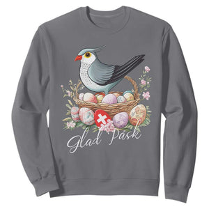 Funny Swedish Easter Day Sweatshirt Glad Pask Easter Eggs Cuckoo Bird TS11 Charcoal Print Your Wear