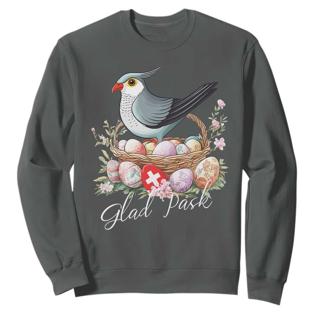 Funny Swedish Easter Day Sweatshirt Glad Pask Easter Eggs Cuckoo Bird TS11 Dark Heather Print Your Wear