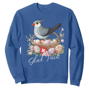 Funny Swedish Easter Day Sweatshirt Glad Pask Easter Eggs Cuckoo Bird TS11 Royal Blue Print Your Wear
