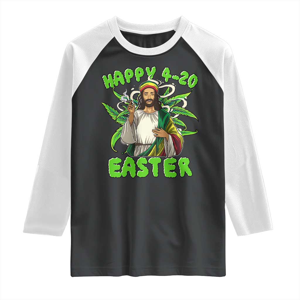 Funny Easter Day Christian Weed Raglan Shirt Happy 420 Easter Jesus Smokes Stoner TS11 Black White Print Your Wear