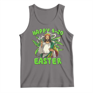 Funny Easter Day Christian Weed Tank Top Happy 420 Easter Jesus Smokes Stoner TS11 Deep Heather Print Your Wear