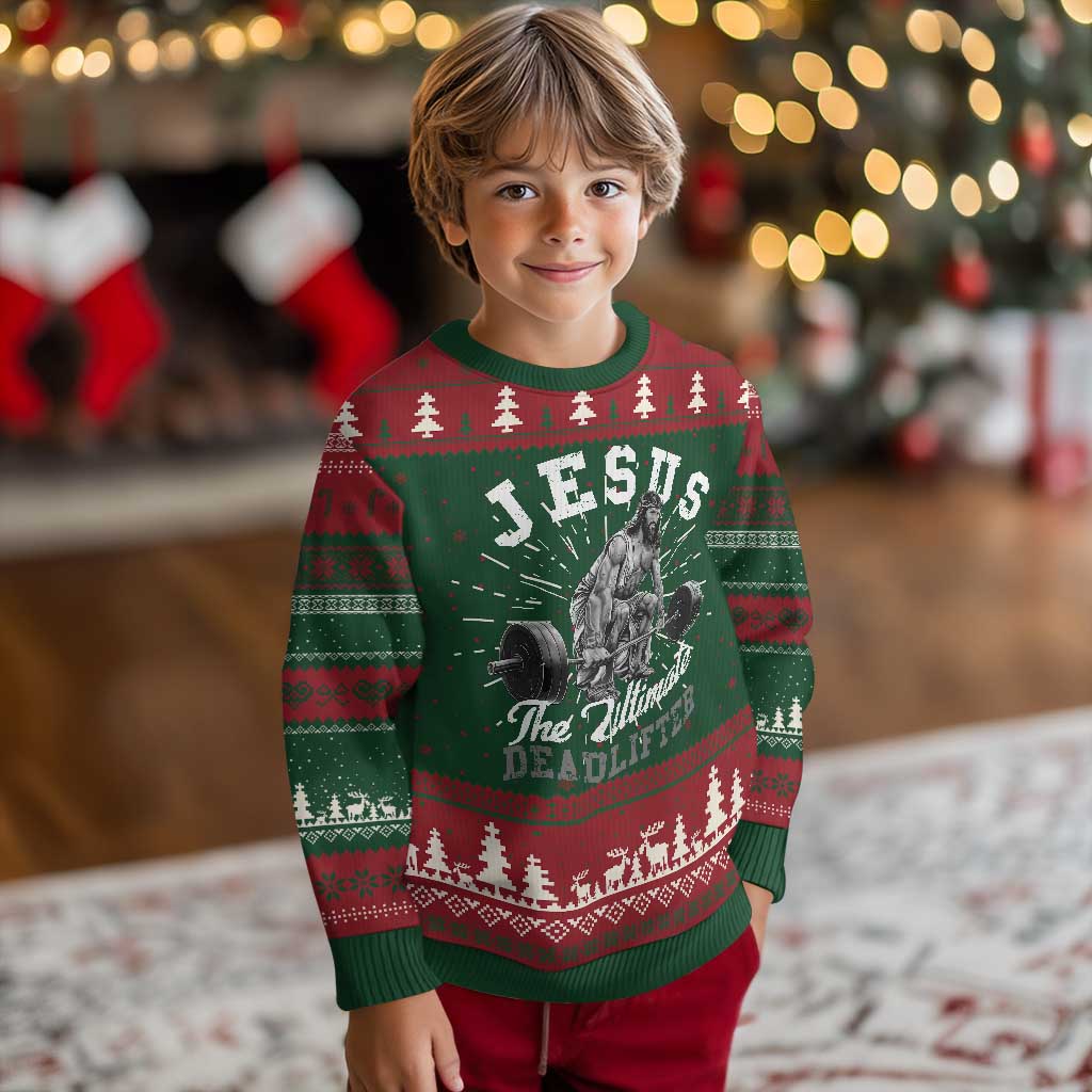 Funny Jesus The Ultimate Deadlifter Knit Sweatshirt Christian Workout Gym TS11 Christmas Print Your Wear