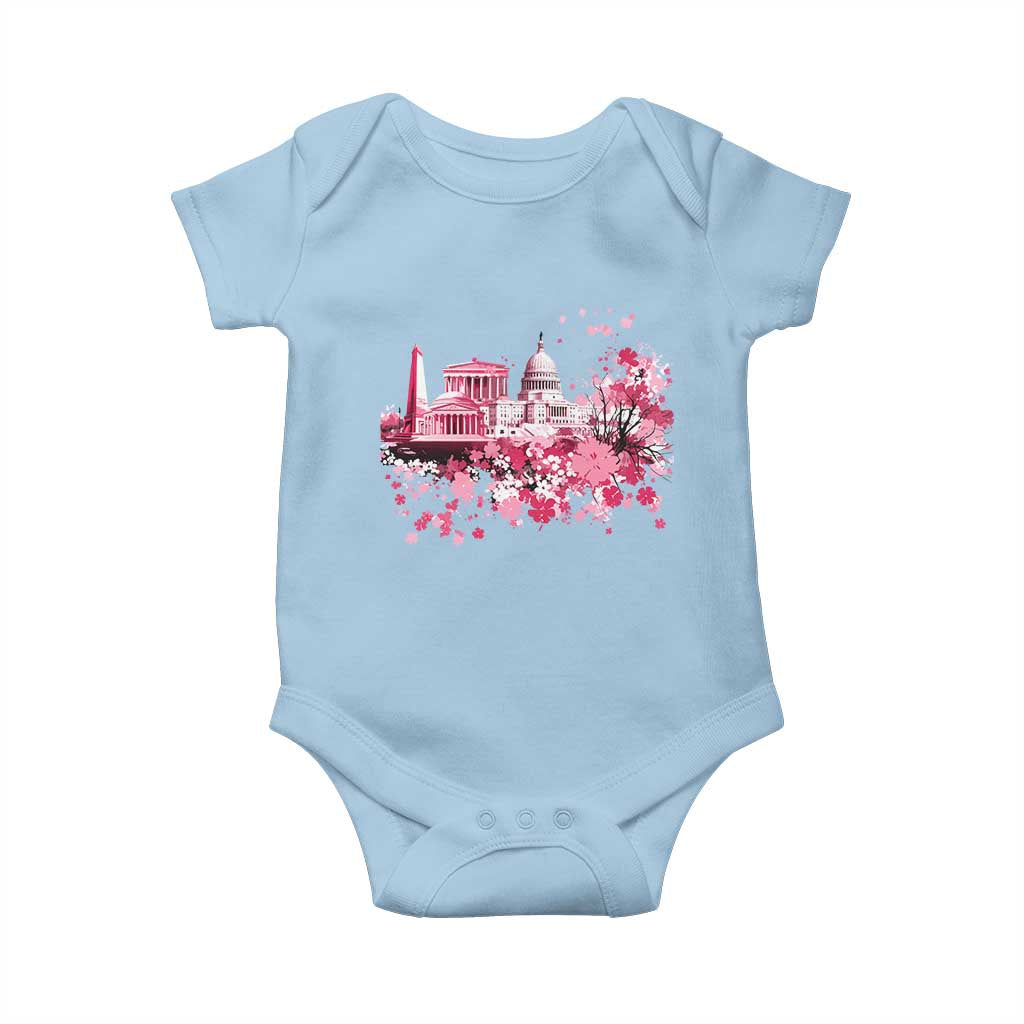 Washington DC Cherry Blossoms Baby Onesie Capitol Building Monuments Memorials Sakura TS11 Light Blue Print Your Wear