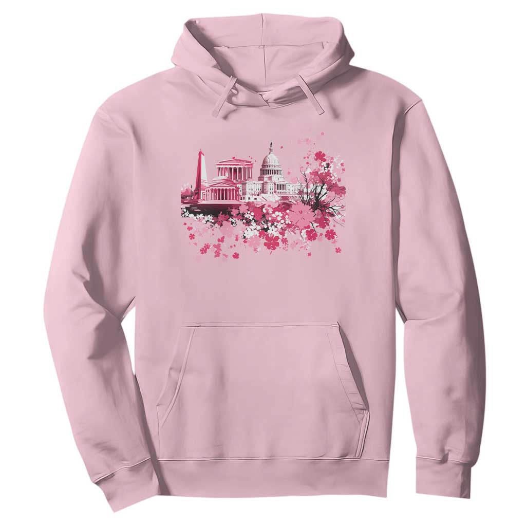 Washington DC Cherry Blossoms Hoodie Capitol Building Monuments Memorials Sakura TS11 Light Pink Print Your Wear