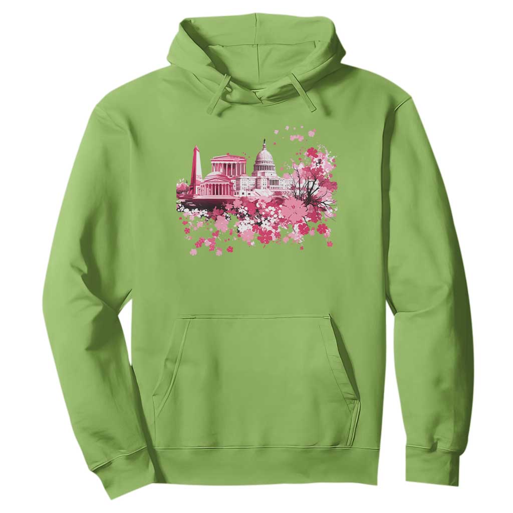 Washington DC Cherry Blossoms Hoodie Capitol Building Monuments Memorials Sakura TS11 Lime Print Your Wear