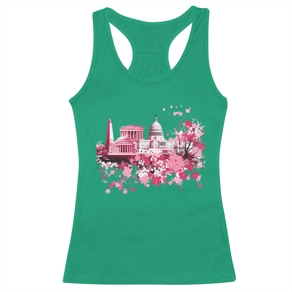 Washington DC Cherry Blossoms Racerback Tank Top Capitol Building Monuments Memorials Sakura TS11 Irish Green Print Your Wear