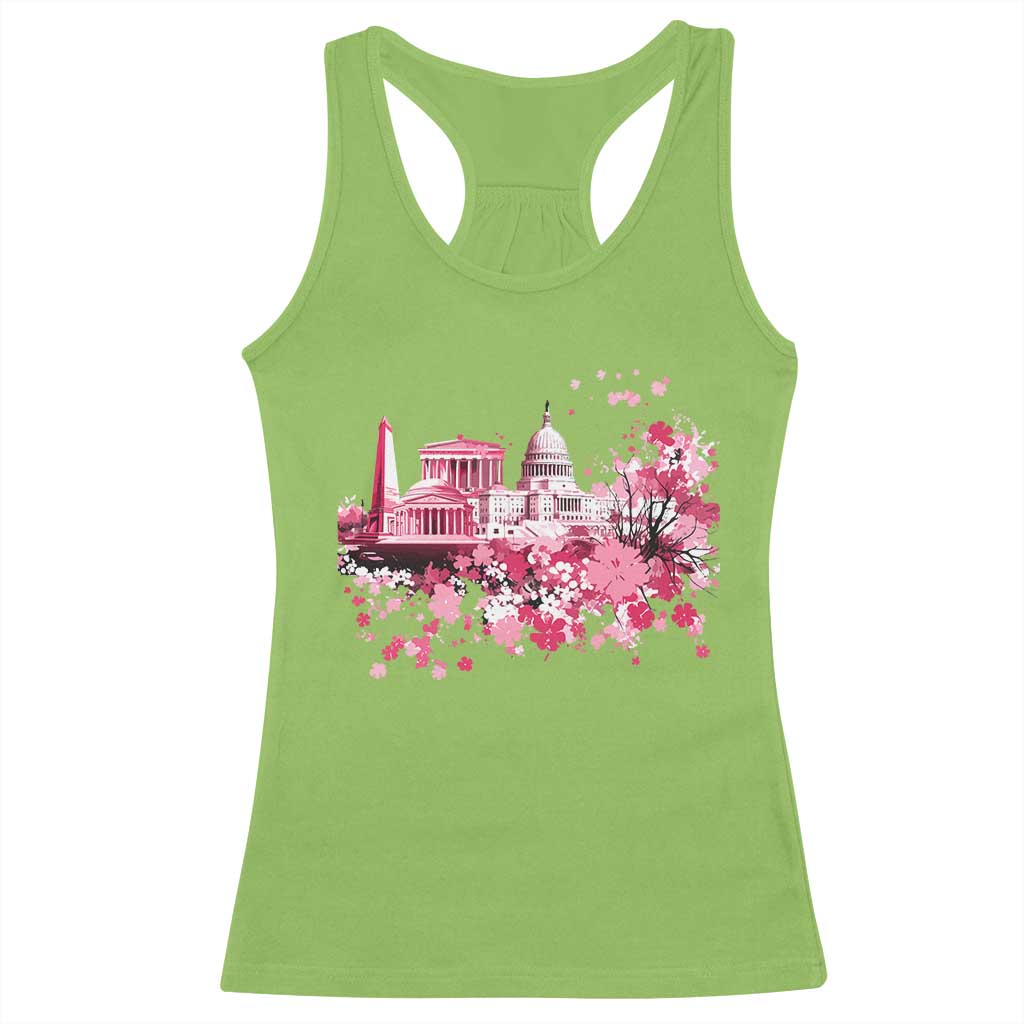 Washington DC Cherry Blossoms Racerback Tank Top Capitol Building Monuments Memorials Sakura TS11 Lime Print Your Wear