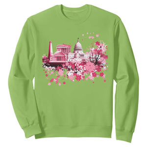 Washington DC Cherry Blossoms Sweatshirt Capitol Building Monuments Memorials Sakura TS11 Lime Print Your Wear