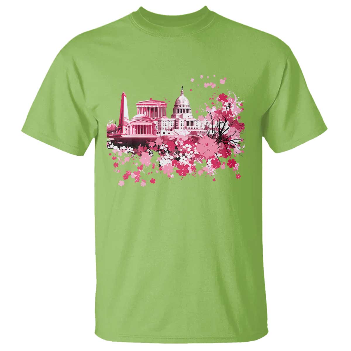 Washington DC Cherry Blossoms T Shirt Capitol Building Monuments Memorials Sakura TS11 Lime Print Your Wear