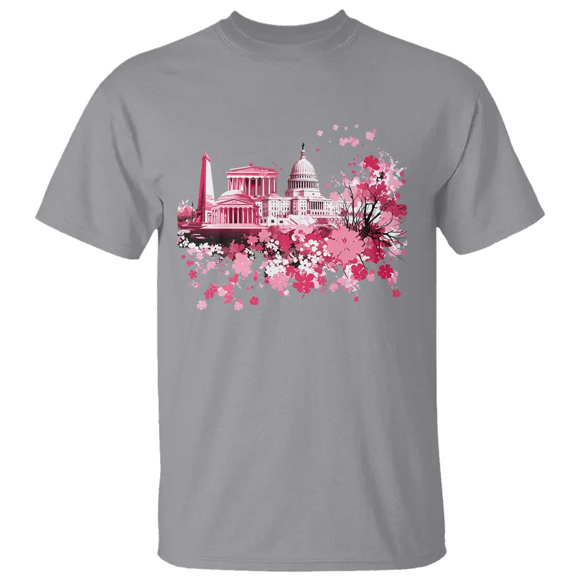 Washington DC Cherry Blossoms T Shirt Capitol Building Monuments Memorials Sakura TS11 Sport Gray Print Your Wear