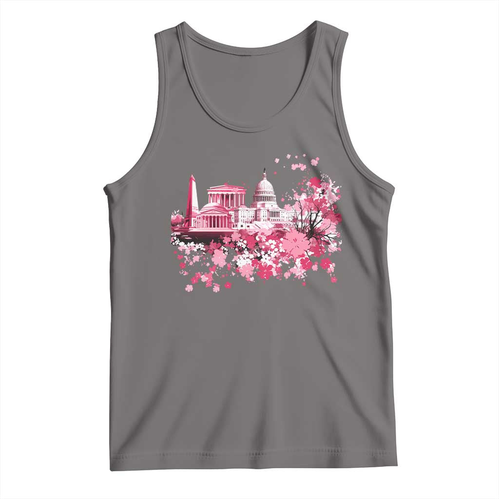 Washington DC Cherry Blossoms Tank Top Capitol Building Monuments Memorials Sakura TS11 Deep Heather Print Your Wear