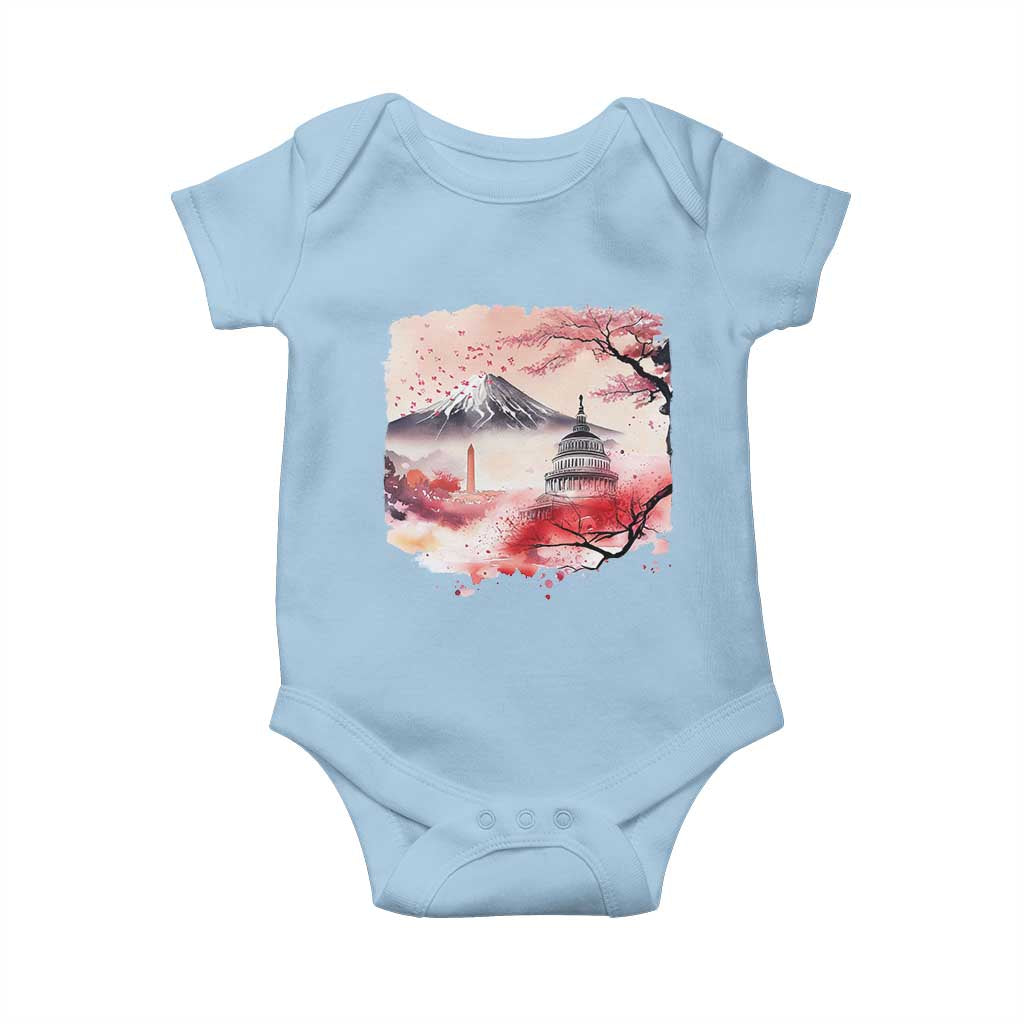 Washington DC Cherry Blossoms Monuments Memorials Baby Onesie Japanese Art Style Mount Fuji Sakura TS11 Light Blue Print Your Wear