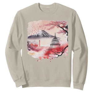 Washington DC Cherry Blossoms Monuments Memorials Sweatshirt Japanese Art Style Mount Fuji Sakura TS11 Sand Print Your Wear