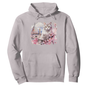 Washington DC Cat Cherry Blossoms Hoodie Capitol Building Monuments Memorials Sakura TS11 Ice Gray Print Your Wear