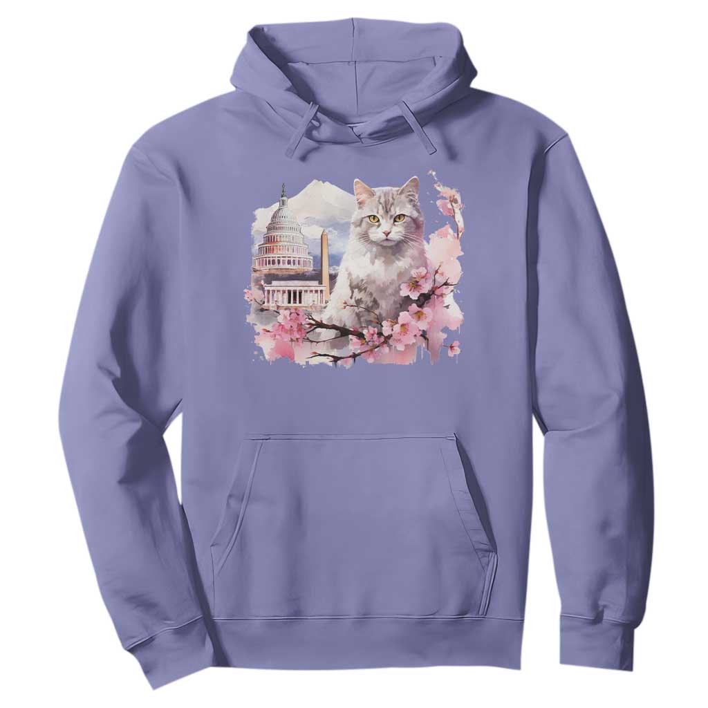 Washington DC Cat Cherry Blossoms Hoodie Capitol Building Monuments Memorials Sakura TS11 Violet Print Your Wear