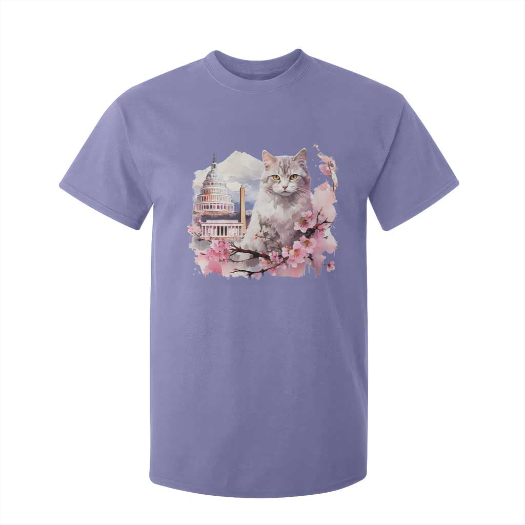 Washington DC Cat Cherry Blossoms T Shirt For Kid Capitol Building Monuments Memorials Sakura TS11 Violet Print Your Wear