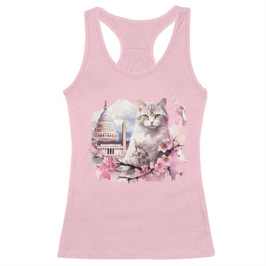 Washington DC Cat Cherry Blossoms Racerback Tank Top Capitol Building Monuments Memorials Sakura TS11 Light Pink Print Your Wear