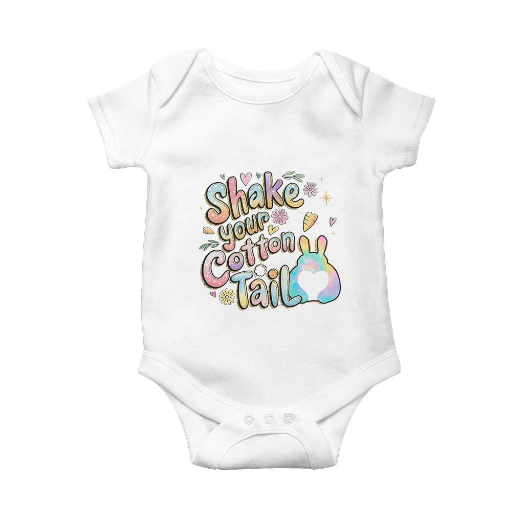 Funny Easter Day Retro Bunny Shake Your Cotton Tail Baby Onesie TS11 White Print Your Wear